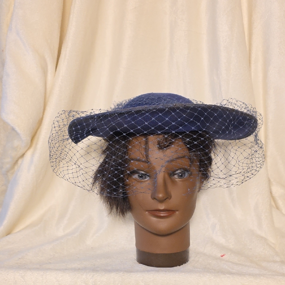 Source Unknown Navy Veiled Hat